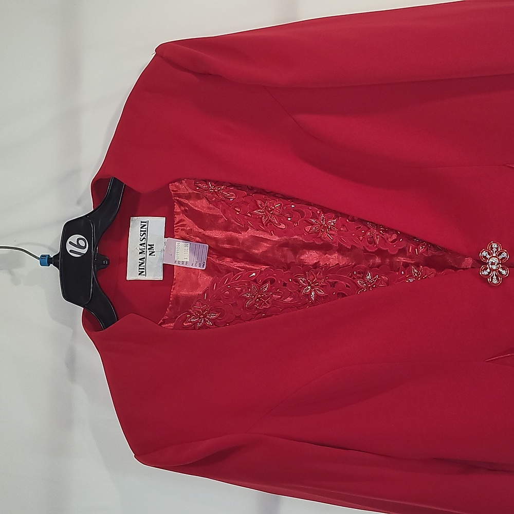 NWT Nina Massini Red Blazer (Top Only) 18